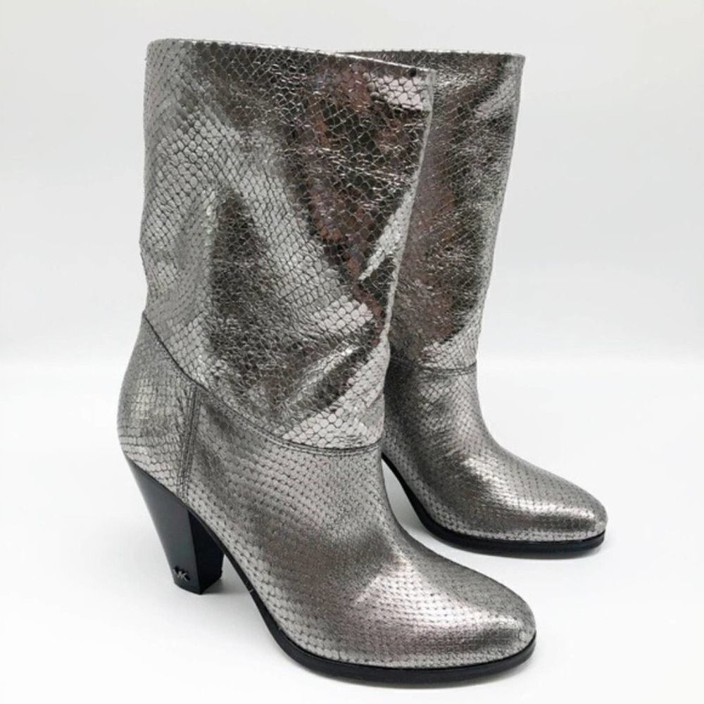 MICHAEL KORS Divia Diamond Metallic Mid-Calf Boots